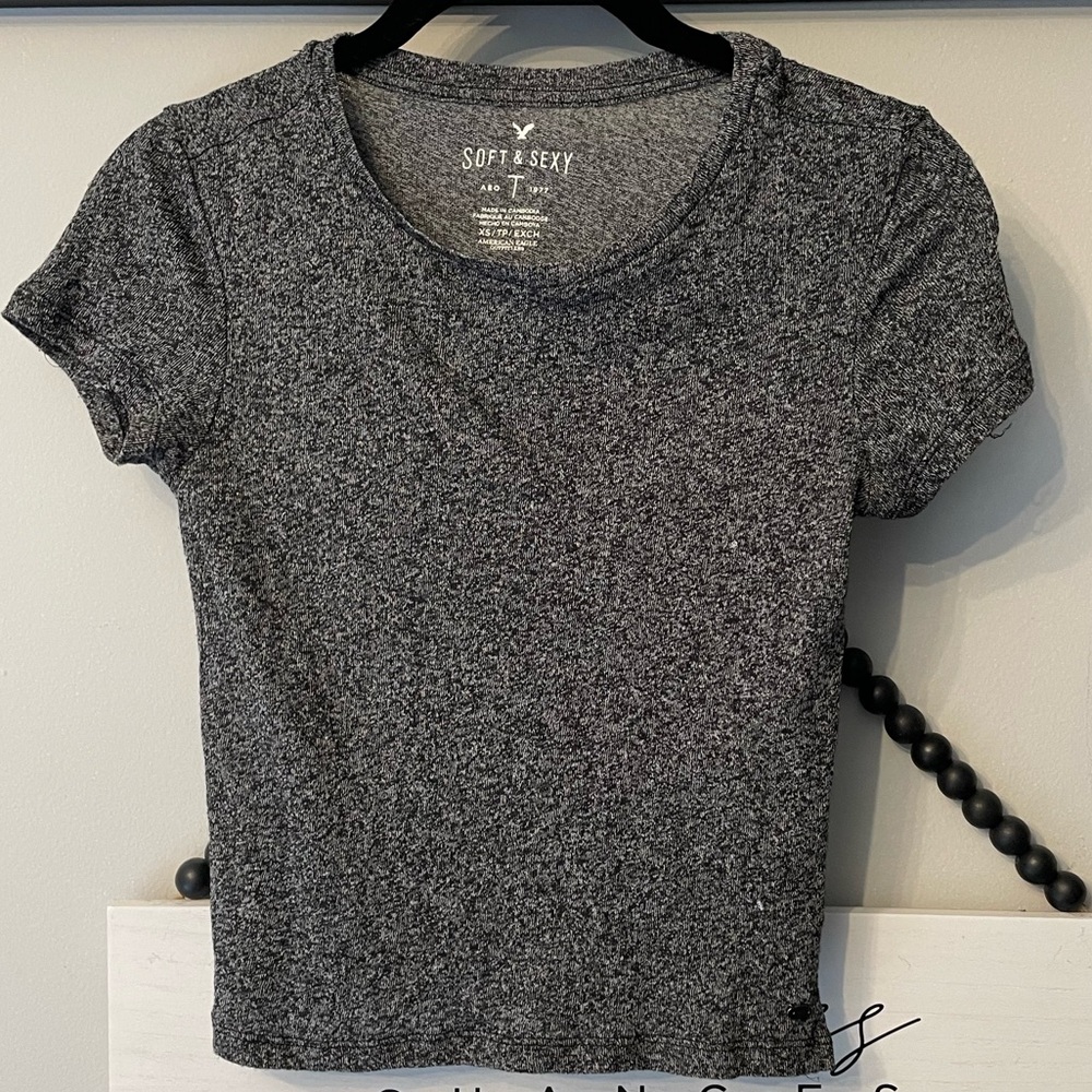 Gray American Eagle Crop Top